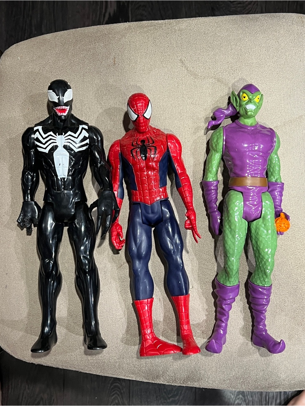 Marvel Spider-Man, Venom, and Green Goblin titan 12” Figures Lot of 3